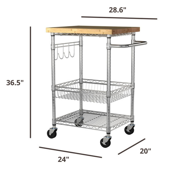 Dotted Line™ Enos Solid Wood Kitchen Cart & Reviews Wayfair